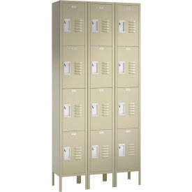 ASI Storage Traditional 4-Tier 12 Door Locker 36"W x 18"D x 66"H Almond Assembled