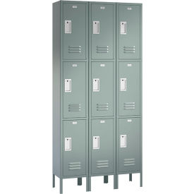 ASI Storage Traditional 3-Tier 9 Door Locker 36"W x 18"D x 78"H Gray Assembled