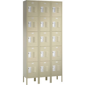 ASI Storage Traditional 5-Tier 15 Door Locker 36"W x 15"D x 66"H Almond Assembled