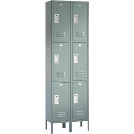ASI Storage Traditional 3-Tier 6 Door Locker 24"W x 15"D x 78"H Gray Assembled