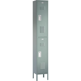 ASI Storage Traditional 2-Tier 2 Door Locker 12"W x 15"D x 78"H Gray Assembled