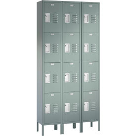 ASI Storage Traditional 4-Tier 12 Door Locker 36"W x 12"D x 78"H Gray Assembled