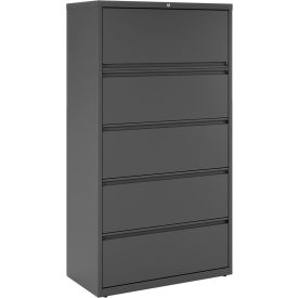 Hirsh Industries® HL1000 Series® 36"W 5 Drawer Lateral File Cabinet Charcoal