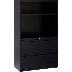 Hirsh Industries® 2 Drawer Lateral File Cabinet/Bookcase Combo Unit 36"W Blk