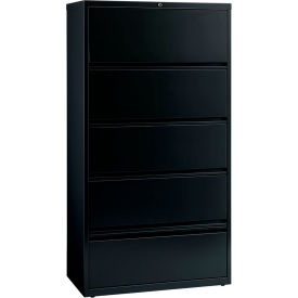 Hirsh Industries® HL8000 Series® 36"W Receding Drawer Front Lateral File 5-Drawer- Black