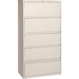 Hirsh Industries® HL8000 Series® 36"W Receding Drawer Front Lateral File 5-Drawer - Putty