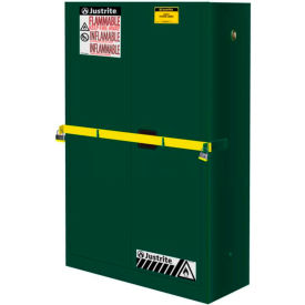 Justrite 45 Gallon 2 Door Manual High Security Pesticide Cabinet 43"W x 18"D x 65"H Green
