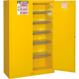 JUSTRITE SAFETY GROUP 894510 Justrite 60 Gallon 2 Door, Manual, Paint & Ink Cabinet, 43"W x 18"D x 65"H, Yellow image.