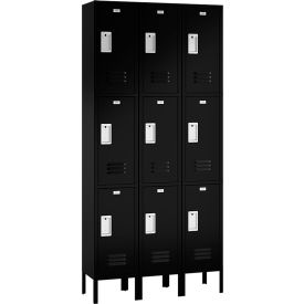 ASI Storage Traditional 3-Tier 9 Door Locker 36"W x 12"D x 78"H Black Assembled
