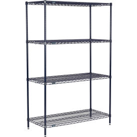 Nexel® 4 Shelf Nexelon® Blue Wire Shelving Unit Starter 24""W x 14""D x 54""H