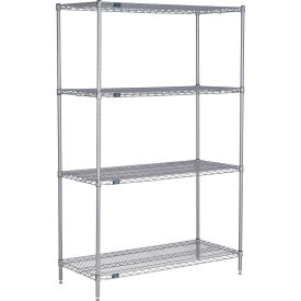 Nexel® 4 Shelf Nexelate® Silver Epoxy Wire Shelving Unit Starter 24""W x 14""D x 54""H