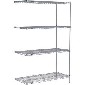 Nexel® 4 Shelf Nexelate® Silver Epoxy Wire Shelving Unit Add On 60""W x 36""D x 86""H