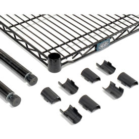 Nexel® 4 Shelf Black Epoxy Wire Shelving Unit Add On 24"W x 14"D x 96"H 