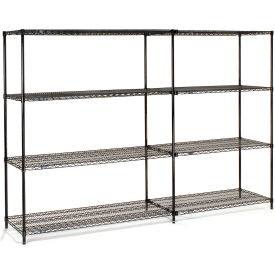 Nexel® 4 Shelf Black Epoxy Wire Shelving Unit Add On 60"W x 18"D x 96"H 
