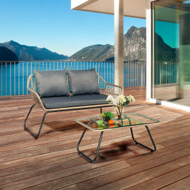 DUKAP Lugano 2 Piece Rattan Outdoor Sofa Seating Set w/ Cushions DUKAP Lugano 2 Piece Rattan Outdoor Sofa Seating Set w/ Cushions