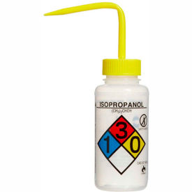 Bel-Art Products 118080008 Bel-Art LDPE Wash Bottles 118080008, 250ml, Isopropanol Label, Yellow Cap, Wide Mouth, 4/PK image.