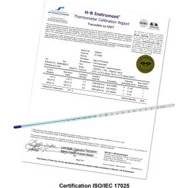 Bel-Art Products 607800500 H-B® B60780-0500 DURAC Plus ASTMS64F-03 Calibrated Liquid-In-Glass Thermometer, 77/131°F image.