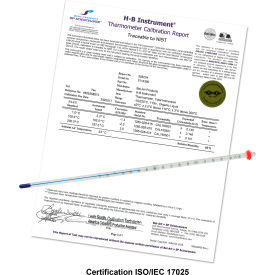 Bel-Art Products 602010200 H-B DURAC Plus Calibrated Liquid-In-Glass Thermometer, -10 to 70C, 76mm Immersion image.