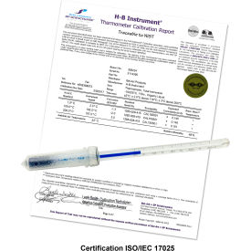 Bel-Art Products 602060100 H-B DURAC Plus Calibrated Dry Block/Incubator Liquid-In-Glass Thermometer, 18 to 60C, 35mm Immersion image.