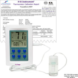 H-B Calibrated Dual Zone Electronic Verification Thermometer -50/70C and 0/50C Freezer Calibration