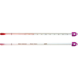 Bel-Art Products 608101500 H-B DURAC Dry Block/Incubator Liquid-In-Glass Thermometer, 0 to 100C, Safety Coated, 35mm Immersion image.