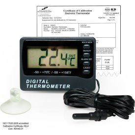 Bel-Art Products 609000500 H-B DURAC Calibrated Dual Zone Elec Thermometer , -50/70C (-58/158F) Ext, -10/50C (14/122F) Int image.