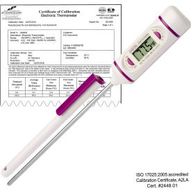 Bel-Art Products 609002100 H-B DURAC Calibrated Elec Stainless Steel Stem Thermometer, -50/200C, 120mm (4.7") Blunt Tip Probe image.