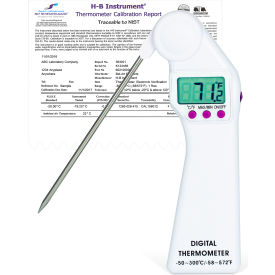 Bel-Art Products 609003300 H-B DURAC Calibrated Electronic Thermometer with SS Probe, -50/300C (-58/572F), 160 x 21mm image.