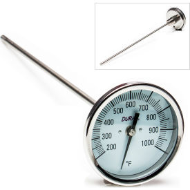 Bel-Art Products 613108800 H-B DURAC Bi-Metallic Dial Thermometer, 200 to 1000F, 1/2" NPT Threaded Connection, 75mm Dial image.