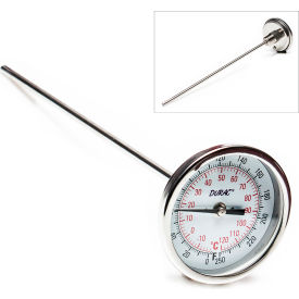 Bel-Art Products 613108900 Bel-Art H-B Durac Bi-Metallic Thermometer, -20 to 120C, 1/2" NPT Threaded 75mm Dial, 12"L Stem image.