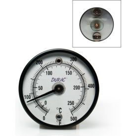 Bel-Art Products 613202600 H-B DURAC Bi-Metallic Surface Temperature Thermometer, -20/260C (0/500F), 50mm (2") Dial image.