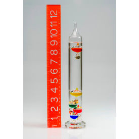 Bel-Art Products 620000800 H-B DURAC Galileo Thermometer, 18 to 26C (64 to 80F), 5 Spheres, 11" image.