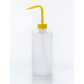 Bel-Art Products 116140500 Bel-Art Narrow-Mouth 500ml (16oz) Polyethylene Wash Bottles, Yellow PP Cap, 28mm Closure 6Pk image.