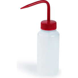 Bel-Art Wide-Mouth 250ml (8oz) Polyethylene Wash Bottles, Red Polypropylene Cap, 38mm Closure 6Pk