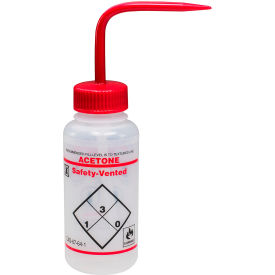 Bel-Art Safety-Vented / Labeled 2-Color Acetone WM Wash Bottles, 500ml (16oz), PE w/Red PP Cap, 3Pk