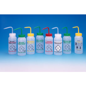 Bel-Art Safety-Vented / Labeled 2-Color Isopropanol WM Wash Bottles 500ml (16oz), PE w/YLW Cap, 3Pk