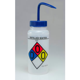 Bel-Art Products 117160004 Bel-Art Safety-Labeled 4-Color Distilled Water WM Wash Bottles, 500ml (16oz), PE w/Blue PP Cap, 4Pk image.