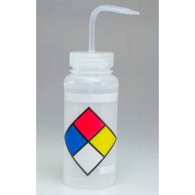 Bel-Art Products 117160009 Bel-Art Safety-Labeled 4-Color LYOB Wide-Mouth Wash Bottles, 500ml (16oz), PE w/Natural PP Cap, 4Pk image.