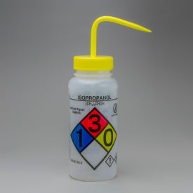 Bel-Art GHS Labeled Safety-Vented Isopropanol Wash Bottles, 500ml (16oz), PE w/YLW PP Cap, 4Pk