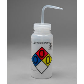 Bel-Art GHS Labeled Safety-Vented Isotonic Saline Wash Bottles 500ml (16oz), PE w/Nat PP Cap, 4Pk