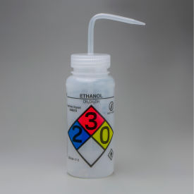 Bel-Art Products 124160019 Bel-Art GHS Labeled Safety-Vented Ethanol Wash Bottles, 500ml (16oz), Polyethylene 4Pk image.