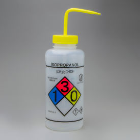 Bel-Art Products 124320008 Bel-Art GHS Labeled Safety-Vented Isopropanol Wash Bottles, 1000ml (32oz), PE w/YLW PP Cap, 2PK image.
