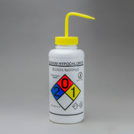 Bel-Art Products 124320015 Bel-Art GHS Labeled Safety-Vented Sodium Hypochlorite (Bleach) Wash Bottles, 1000ml (32oz), 2PK image.