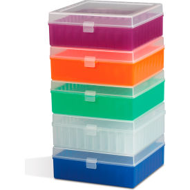 Bel-Art Products 188510014 Bel-Art 100-Place Plastic Freezer Storage Boxes, Orange 5Pk image.