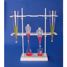 Bel-Art Products 189670000 Bel-Art Polyethylene Imhoff Cone and Separatory Funnel Rack, 8.5 x 26 x 29" image.