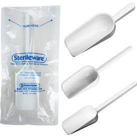 Bel-Art Products 369021010 SP Bel-Art Sterileware Double Bagged Sterile Sampling Scoops, 60ml (2oz), White image.