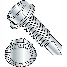 Brighton-Best 40195 #12-14 x 2" Self-Drilling Screw - Unslotted Indented Hex Washer Head - 410 Stainless Steel - 200 Pk image.