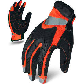 Ironclad EXO2-HZIO-03-M Hi-Vis Impact Gloves, Orange/Black, 1 Pair, M
