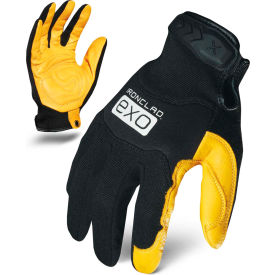 Ironclad EXO2-MPLG-04-L Motor Utility Gloves, Goatskin/Neoprene, Yellow/Black, 1 Pair, L