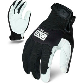 Ironclad EXO2-MPLW-03-M Motor Utility Gloves, Goatskin/Neoprene, White/Black, 1 Pair, M